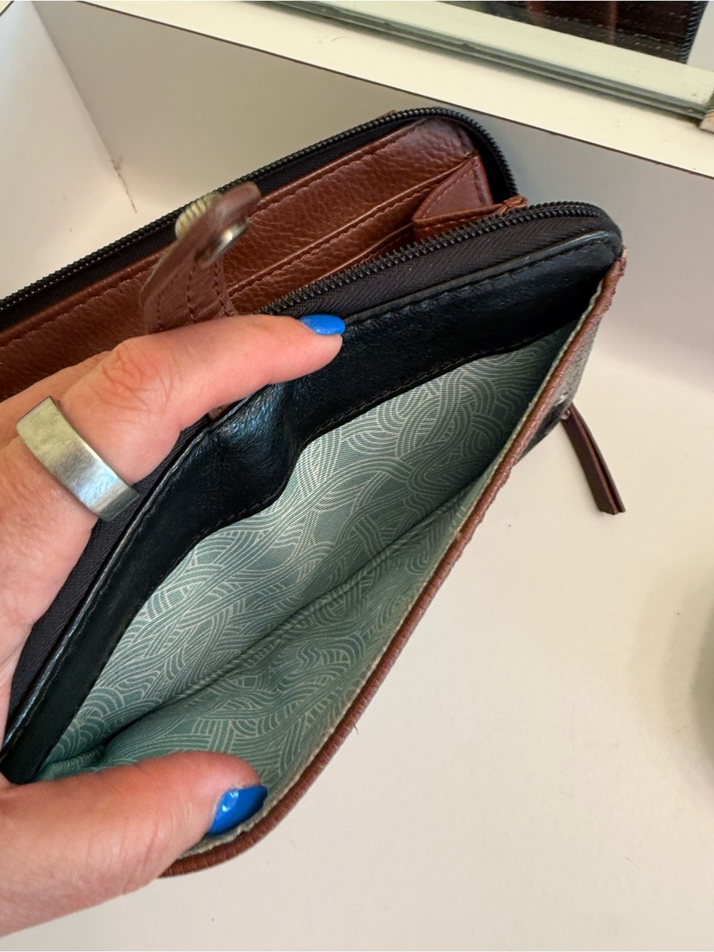 The Sak Black and Brown Leather smartphone Wristlet/Wallet with Stud Detail - Picture 4 of 4